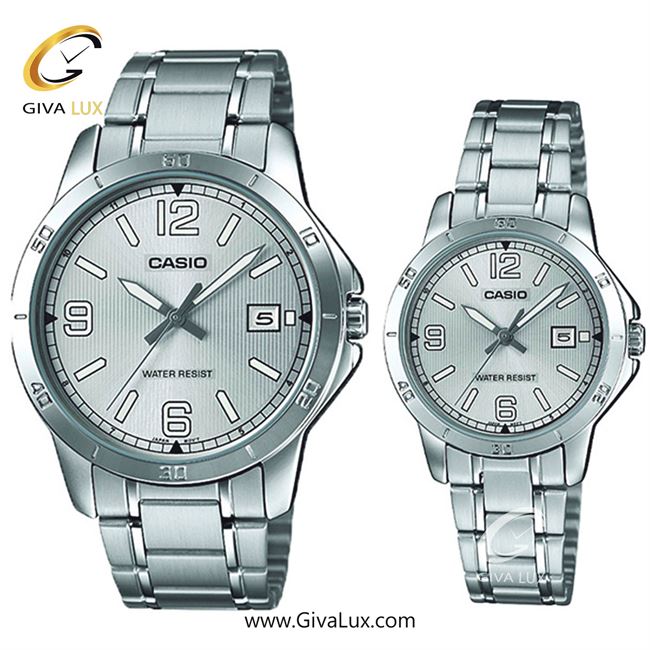 ساعت مچی اورجینال ست کاسیو Casio نقره ای | نقره ای| نقره ای| کد رفرنس زنانه: LTP-V004D-7B2UDF، مردانه: MTP-V004D-7B2UDF